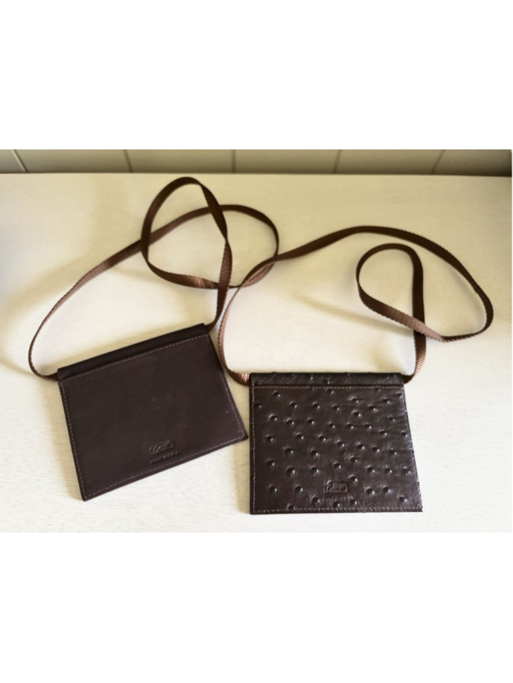 VTG x2 Gary’s Leather ID Badge Lanyard Card Case Neck Strap Wallet USA Made